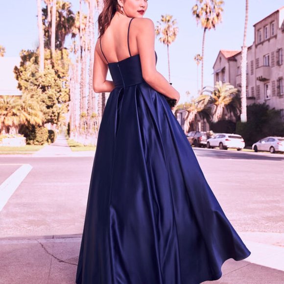 Fit and Flare Satin Ball Gown / Prom Dress / Dress for Wedding - Picture 2 of 3